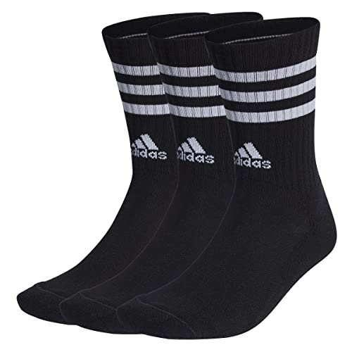 adidas Unisex niños 3-Stripes Cushioned Crew Socks 3 Pairs, Black / Wh