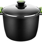 BRA Olla Alta con Tapa de Cristal y Asas de Silicona, Aluminio fudido,