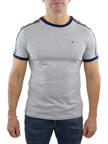 Tommy Hilfiger Hombre Camiseta Manga Corta Cuello Redondo, Gris (Grey