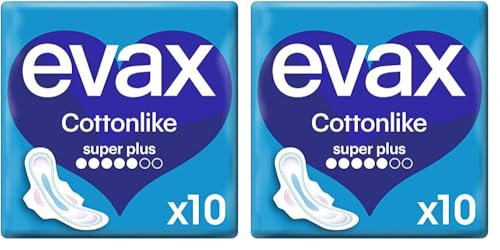 Evax Cottonlike Compresas con Alas, Super Plus, 10 Unidades, 100% Limp