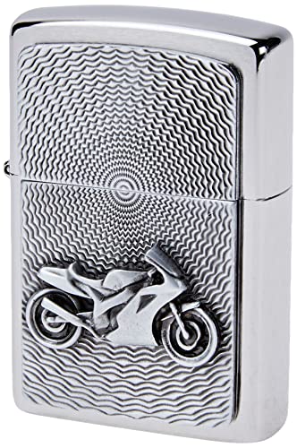 ZIPPO Mechero – Chrome Brushed Motor Bike Emblem