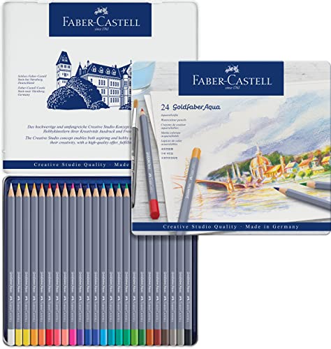 Faber-Castell 114624 – Estuche de metal con 24 ecolápices acuarelables