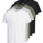 Jack & Jones Male 5er-Pack Logo T-Shirt Camiseta, Blanco, L para Hombr