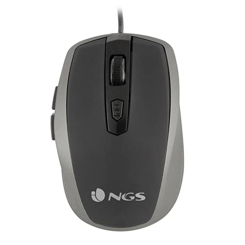 NGS Tick Silver – Ratón Óptico 800/1600dpi con Cable USB, Ratón para O