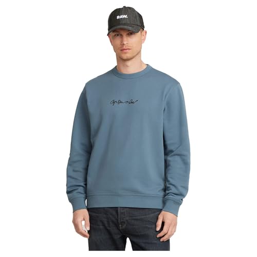 G-Star para Hombre Sudadera G-Script Logo, Azul (Avio D26407-D257-1820
