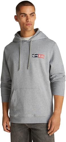 Tommy Jeans Sudadera Hombre Entry Graphic con Capucha, Gris (Grey Htr)