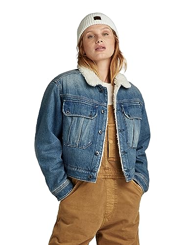 G-Star Para Mujer Short Sherpa Denim jacket Wmn, Azul (antique faded b