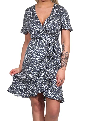 Only Onlolivia S/S Wrap Dress Wvn Noos Vestido, Azul (Blue Mirage), 40