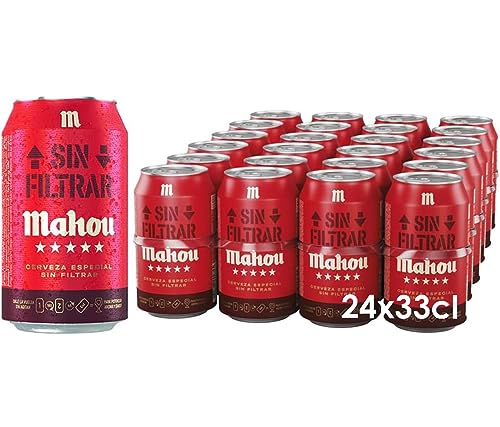 Mahou Sin Filtrar, Pack 24 Latas x33cl, Cerveza Con Elaboración Tradic