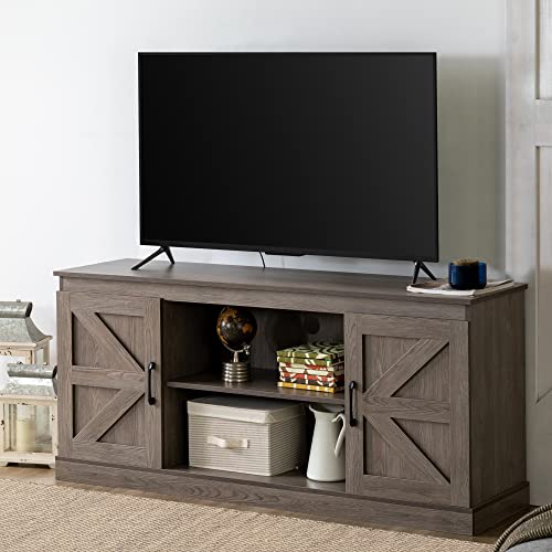 Zinus Wade Mueble TV – Mueble TV 147x67x40 cm – Mueble con armario – D
